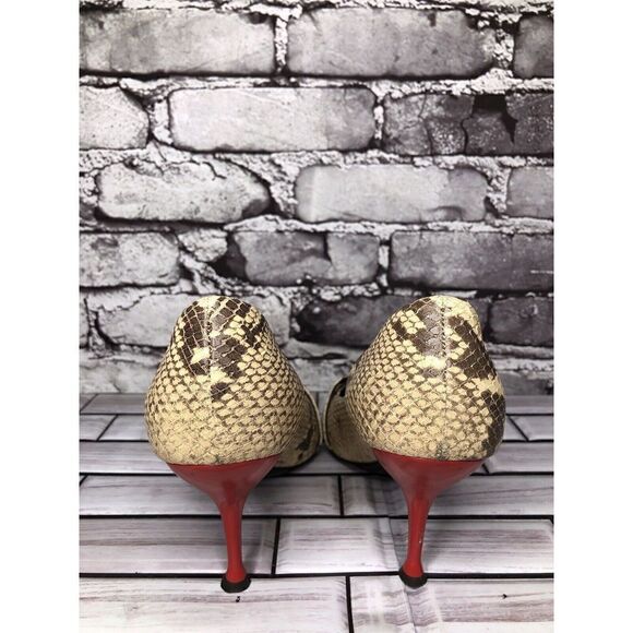 Giuseppe Zanotti Ivory Cream SnakeSkin Leather Pointed Strap Heels Women Sz 37EU - Picture 7 of 16